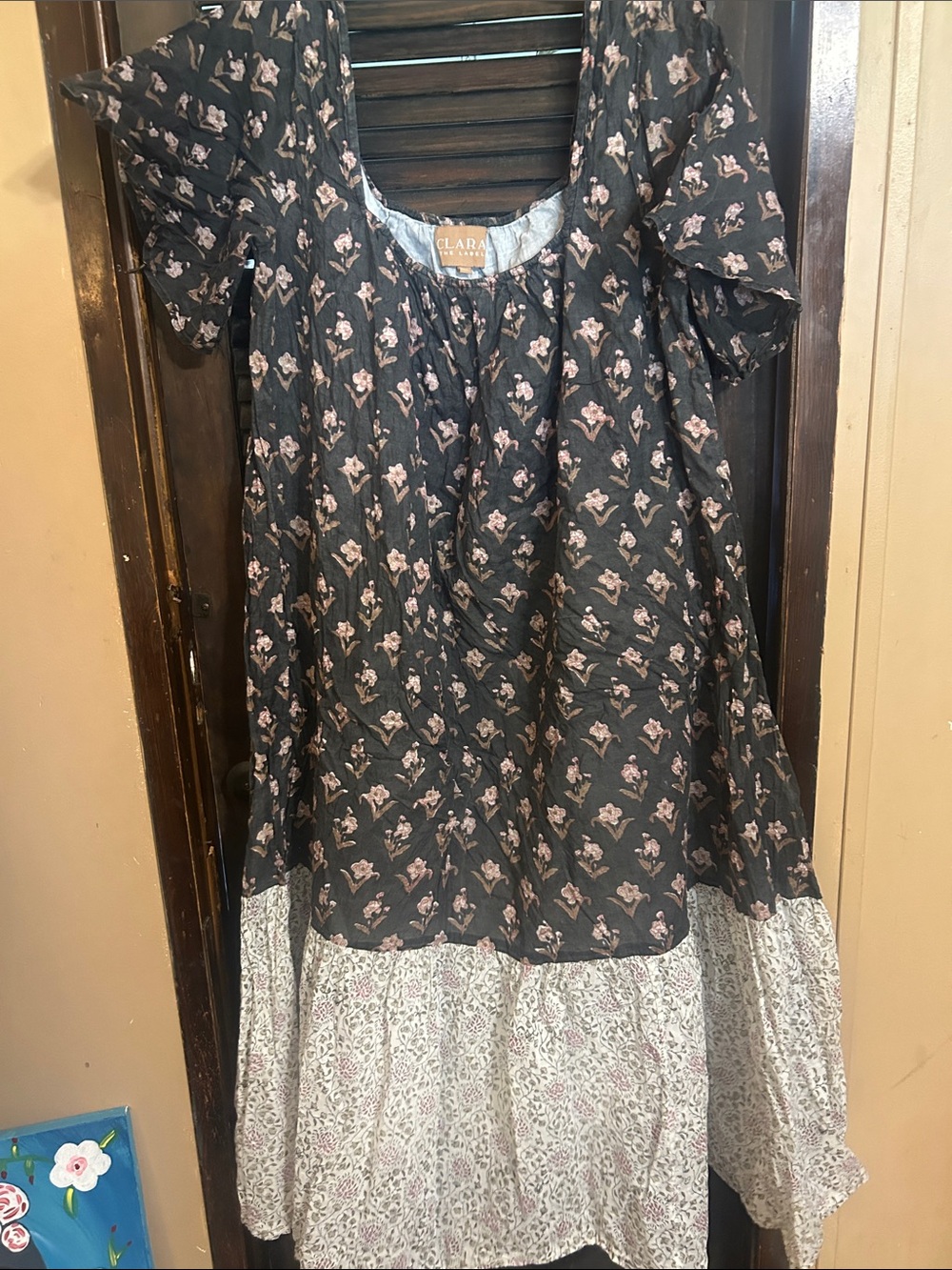 CLARA the Label Black and Cream Floral Tiered Dress